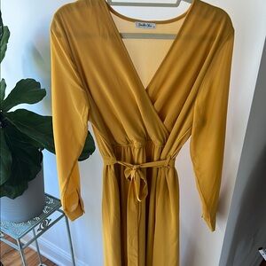 Mustard Yellow Wrap Dress